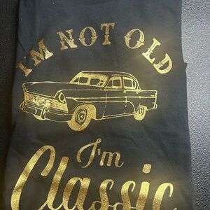 Black T-Shirt with Gold Classic Car Print